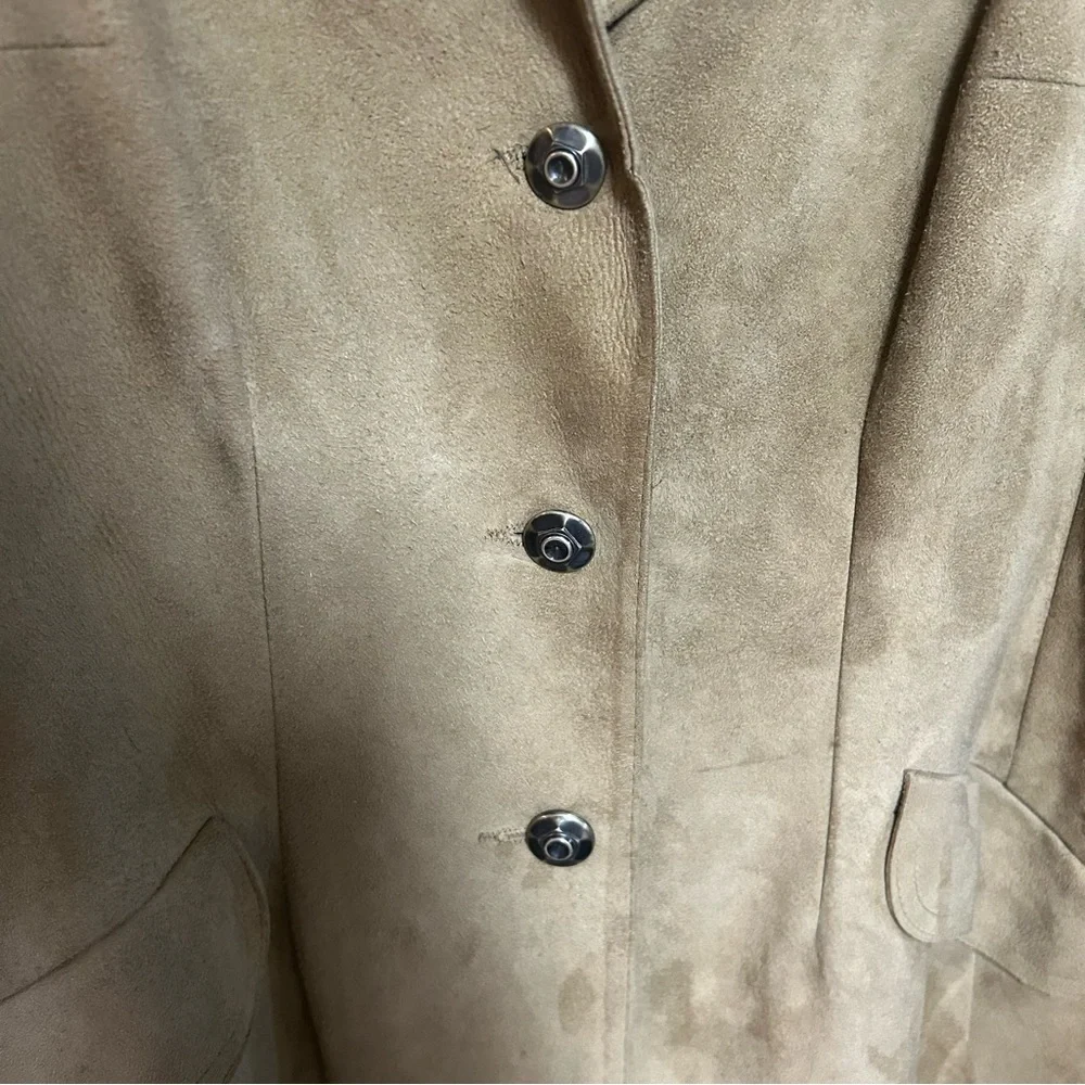 Vintage Aleksanders of Norway 70s M-L suede button jacket collar western boho - Picture 13 of 13